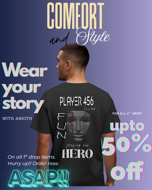 Squid Game T-Shirt | Player 456 Villain Quote Tee | "Did You Have Fun Playing the Hero" Front Man Mask