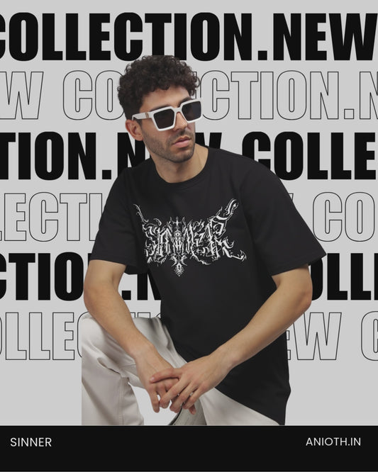 SINNER Printed T-Shirt for Men & Women with Premium Quality | Oversized Streetwear Tee