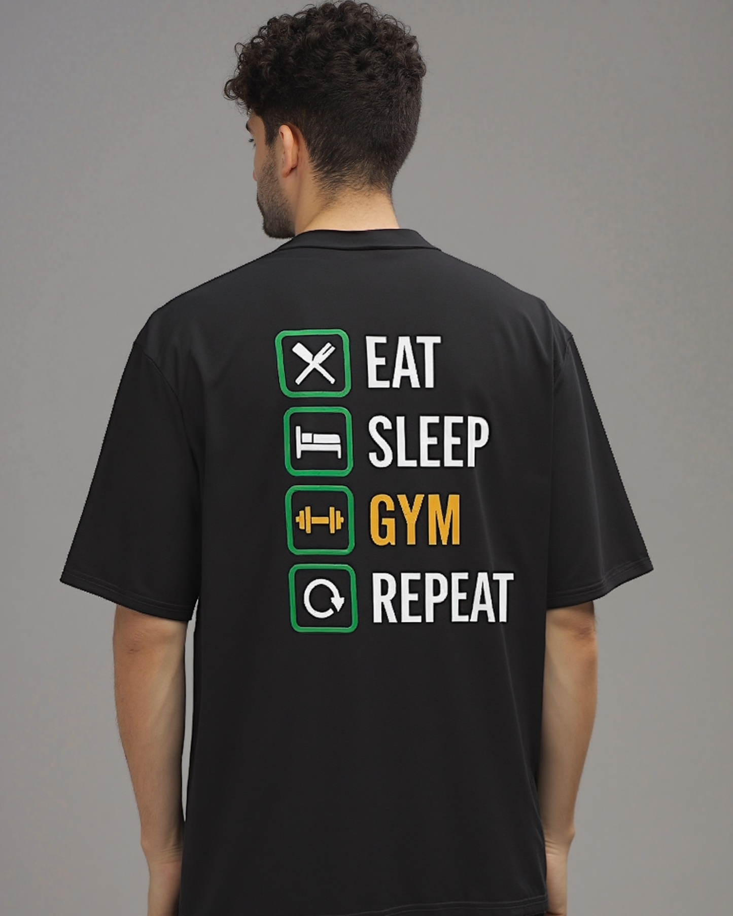 Eat Sleep Gym Repeat T-Shirt | Fitness Motivation Gym Tee | 100% Cotton Workout Wear