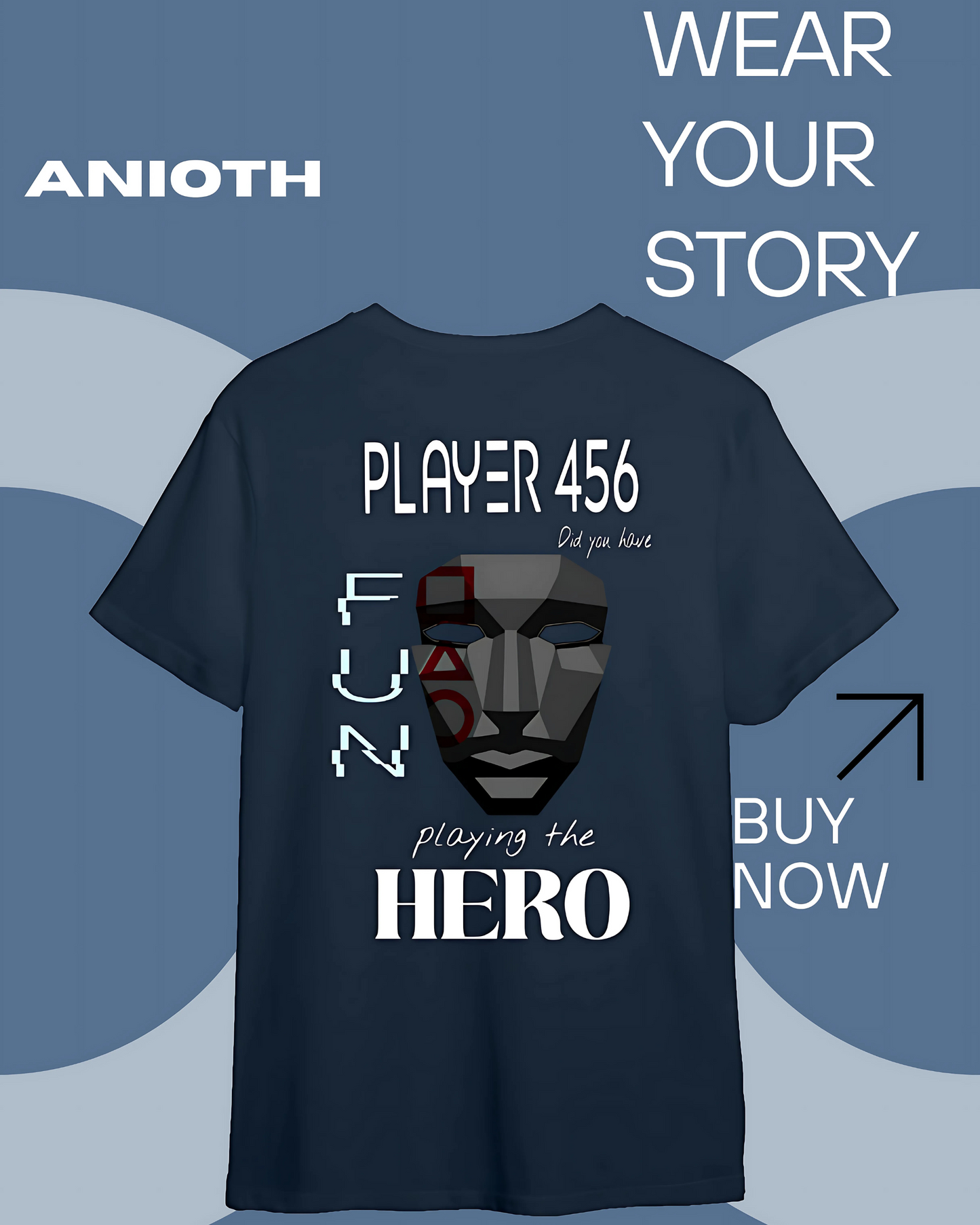 Squid Game T-Shirt | Player 456 Villain Quote Tee | "Did You Have Fun Playing the Hero" Front Man Mask